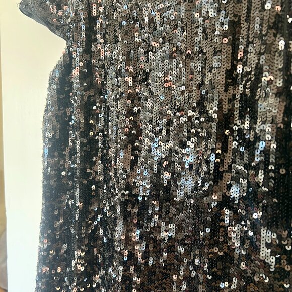 Banana Republic Black Sequin T Shirt Dress Size 4P - Picture 2 of 4